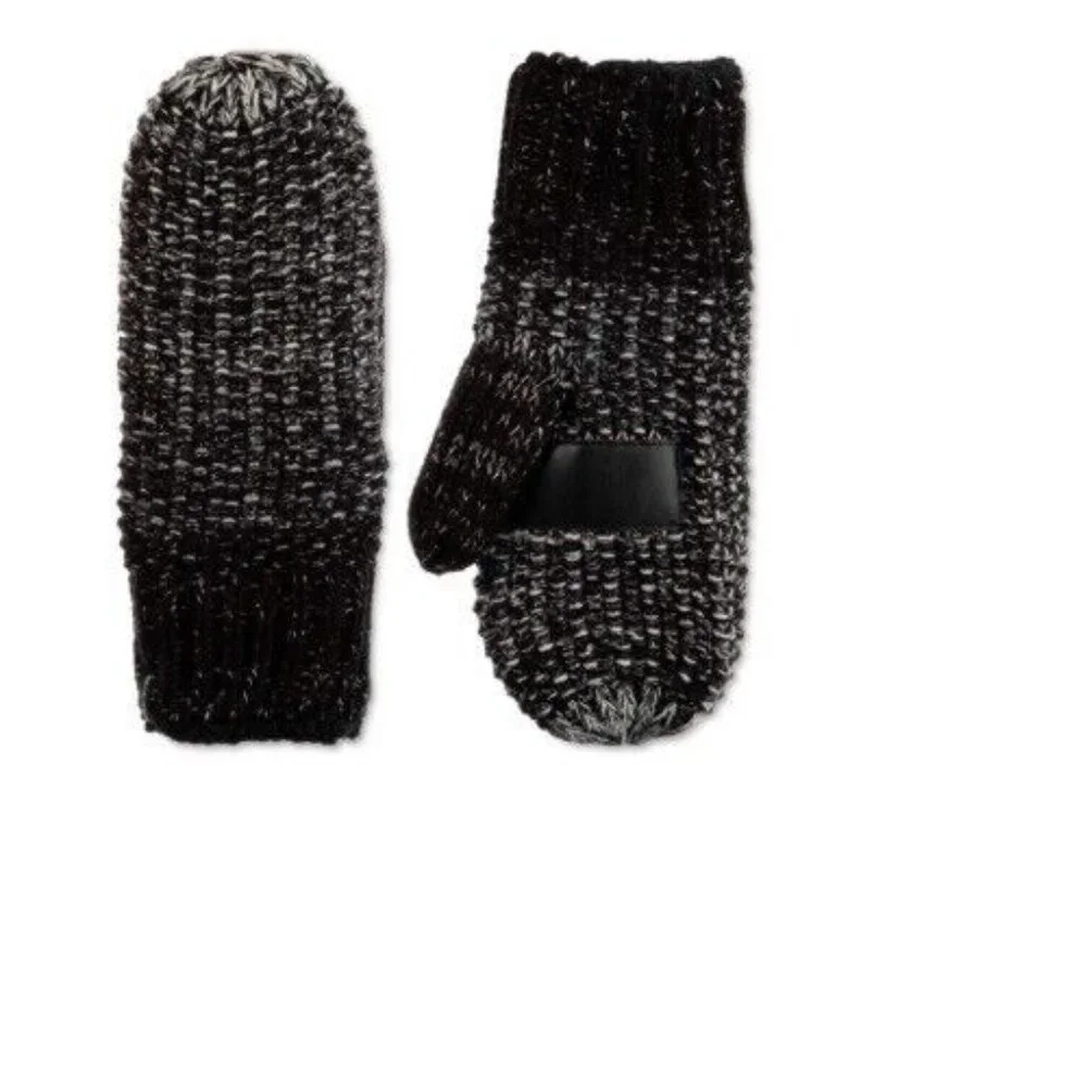 ISOTONER - Women's Signature Acrylic Knit Lurex Mittens, Black, One Size, NWOT